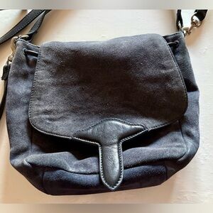 Elegant Navy Blue Suede Lucky Brand Shoulder Bag